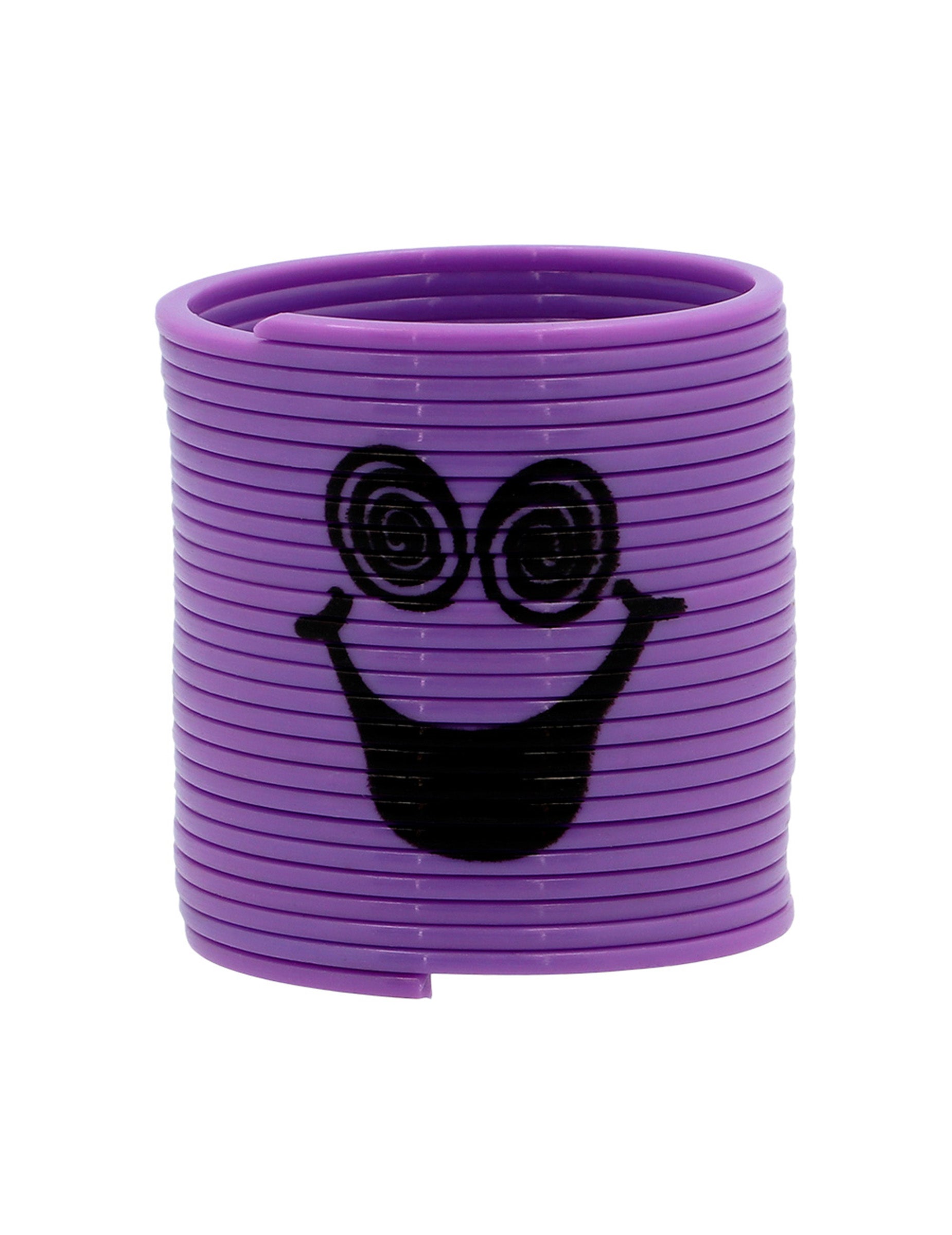 Zoom sur le ressort violet aux yeux en spirale du Slinkies Smileys