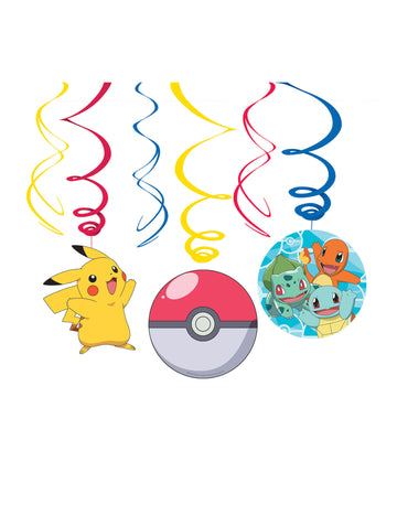 6 spirálových závěsů Pokémon