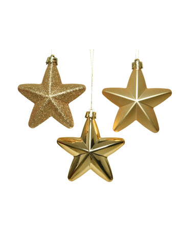 6 zlatých věšáků na stromeček se hvězdami 7,5 cm