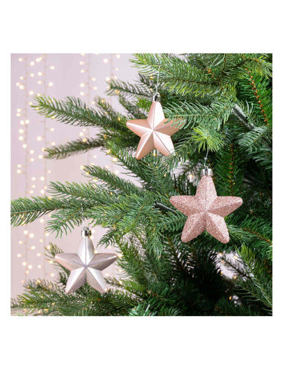 6 práškově růžových suspenzí hvězdicového stromu 7.5 cm