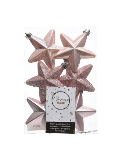 6 práškově růžových suspenzí hvězdicového stromu 7.5 cm