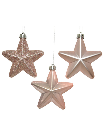 6 práškově růžových suspenzí hvězdicového stromu 7.5 cm