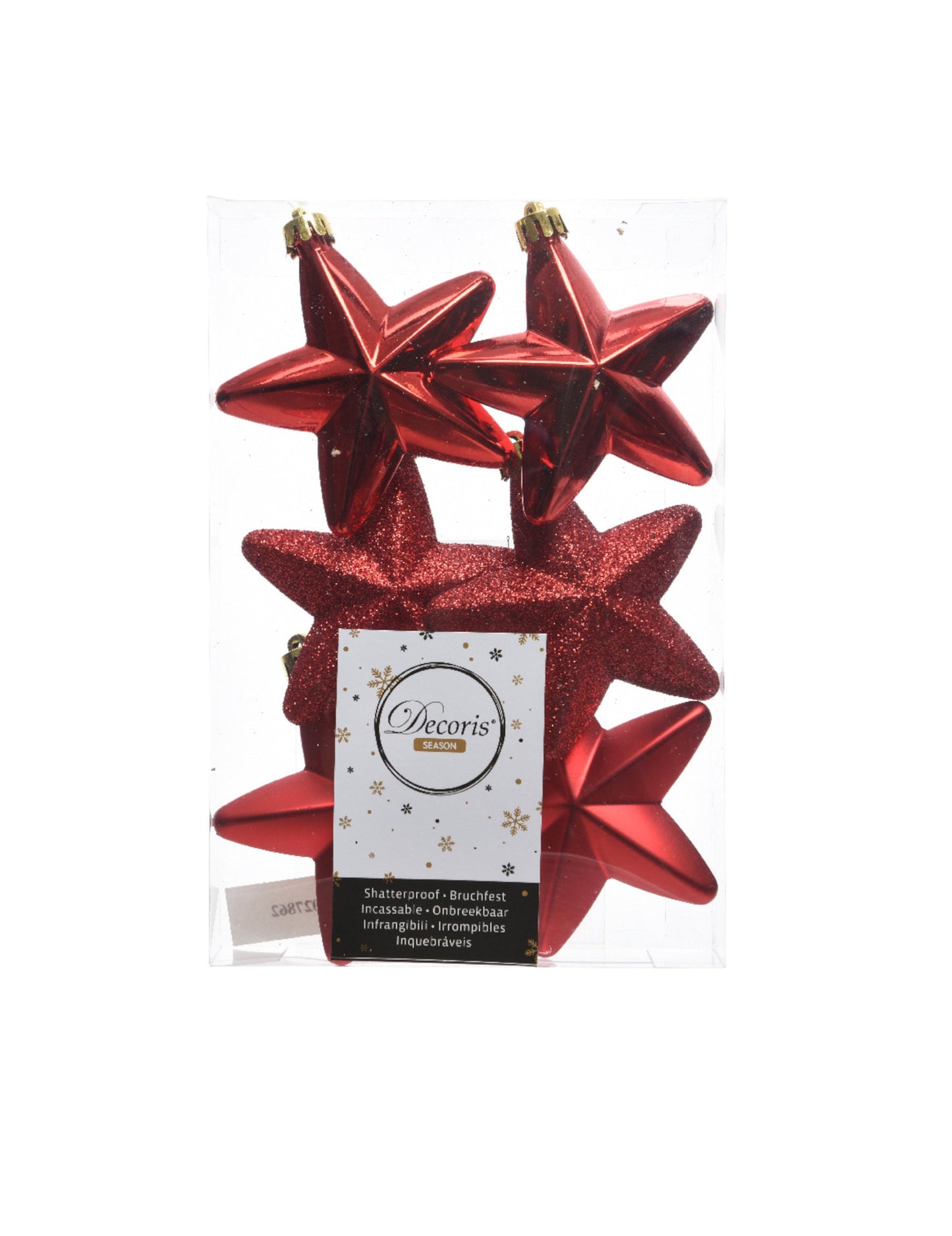 6 zavěšení stromů červené hvězdy 7.5 cm třpytivé a matné