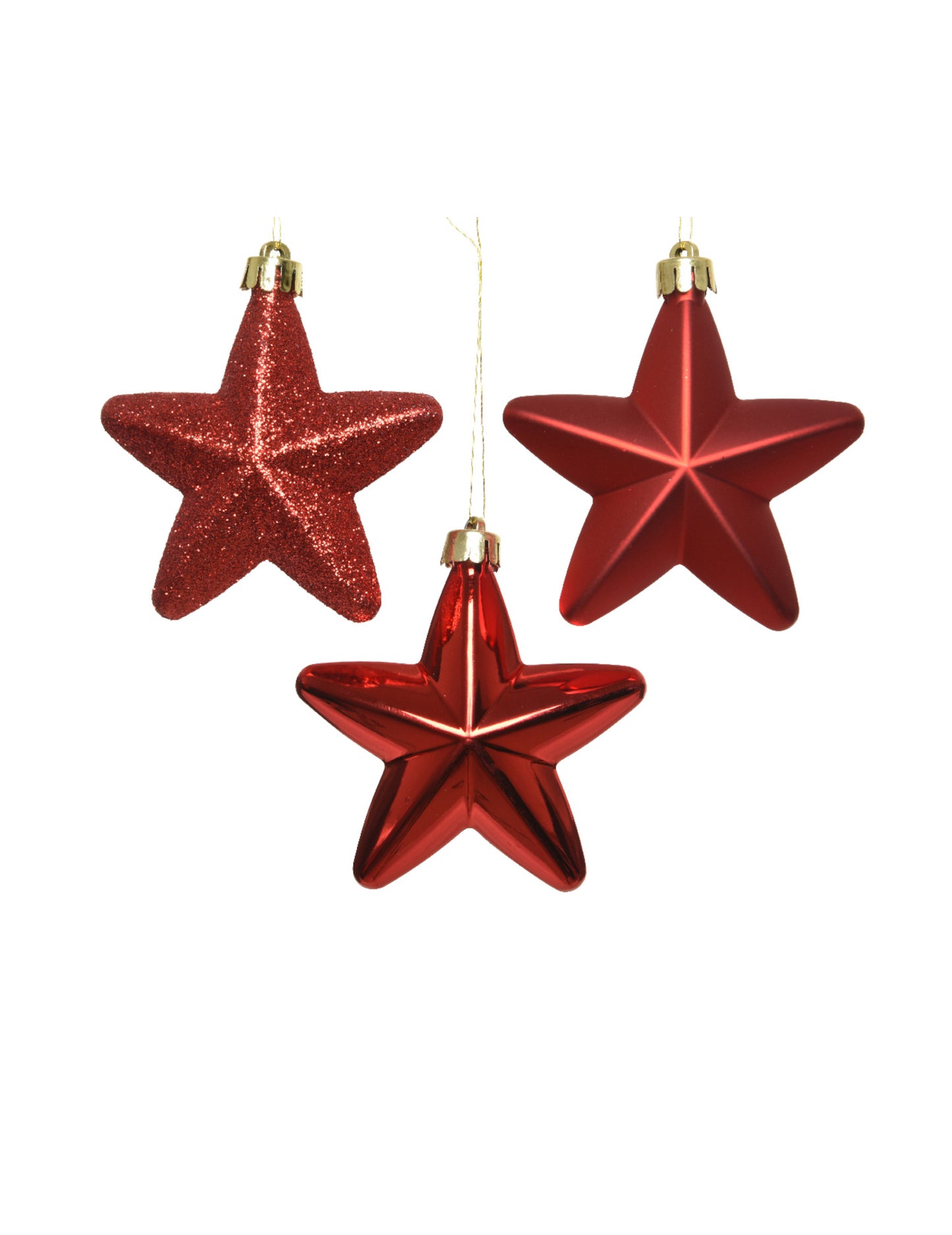 6 zavěšení stromů červené hvězdy 7.5 cm třpytivé a matné