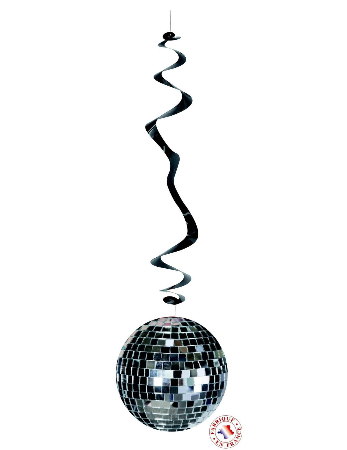 6 spirálových závěsů disco na oslavu stříbrná a černá s disco koulí