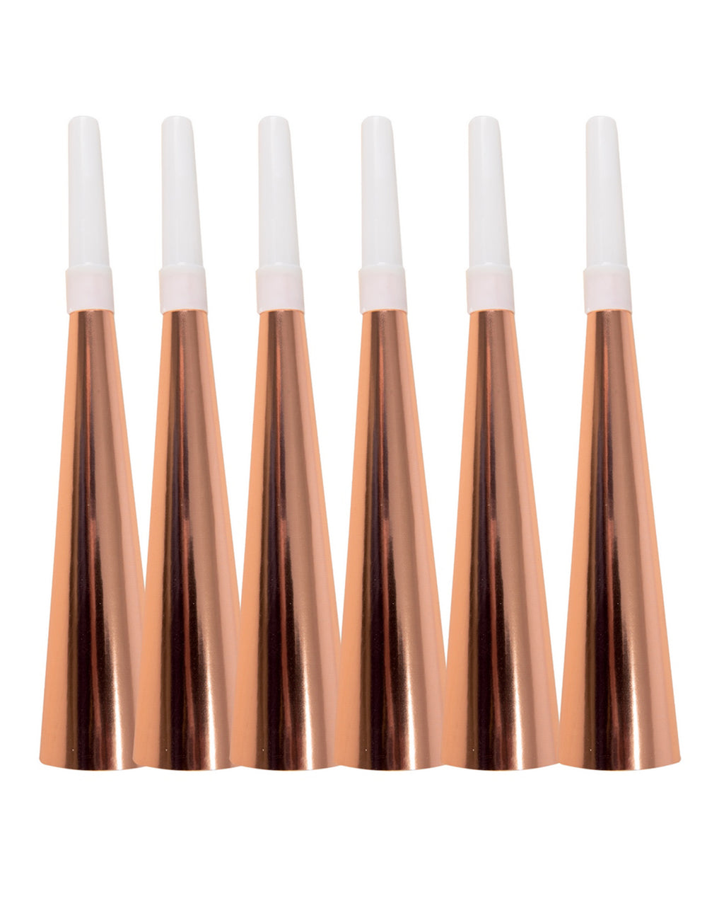 Vue d'ensemble du lot de 6 des Trompettes en carton rose gold