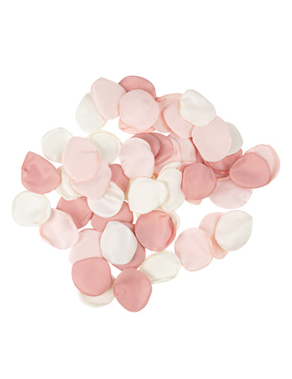 60 slonovinových, růžových a starorůžových saténových lístků 3,5 cm na ozdobu