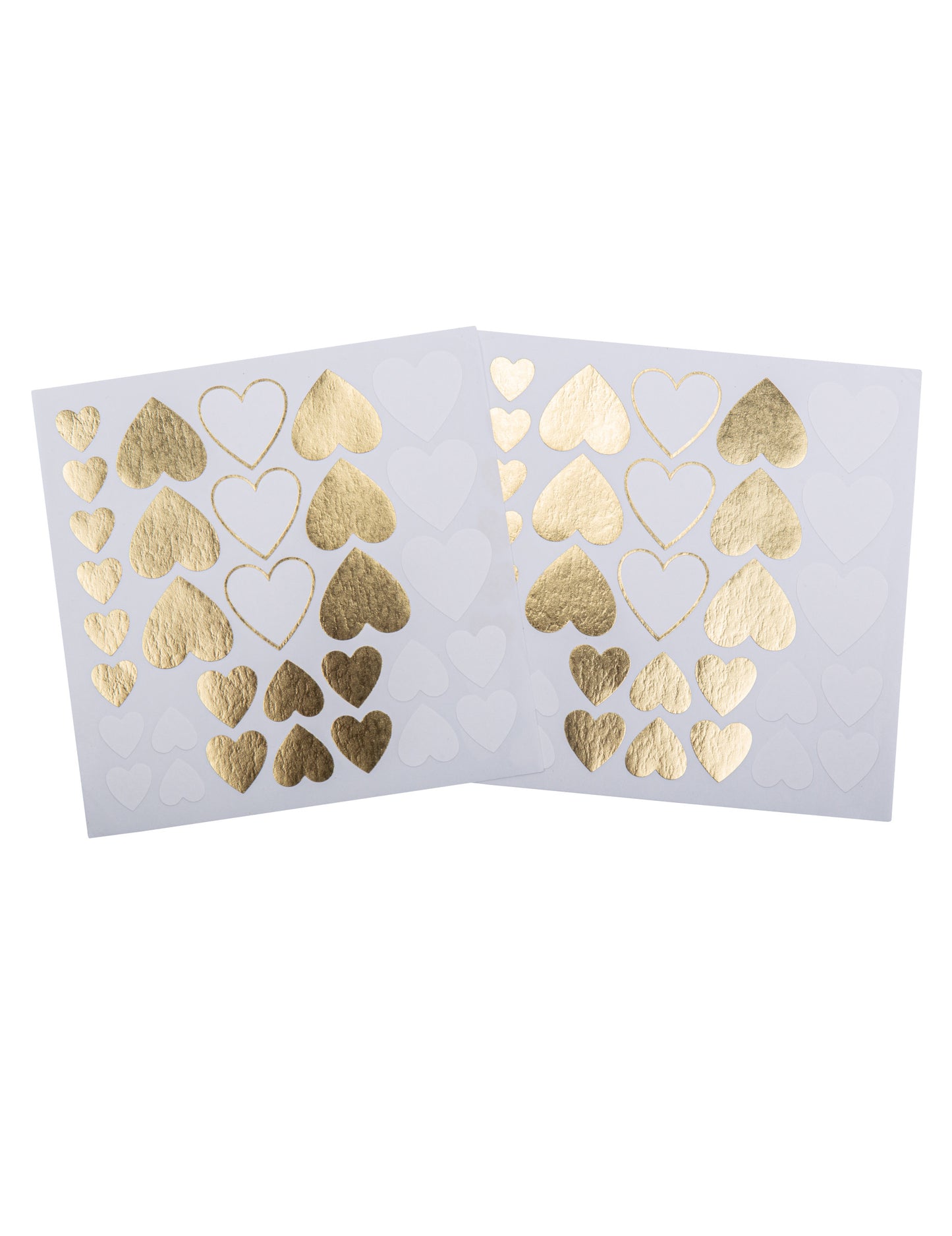 64 bílých a zlatých samolepek srdce 1,5 až 3 cm svatební výzdoba