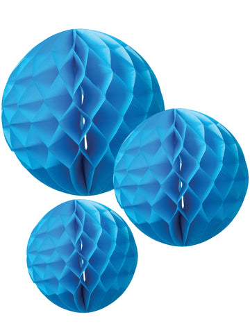 3 tyrkysové voštinové papírové koule 15, 20 a 25 cm k zavěšení 