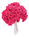 Mini roses en satin pour mariage fuchsia sur tige