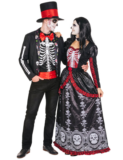 Kostým pro mexický pár Dia de los Muertos pro dospělé