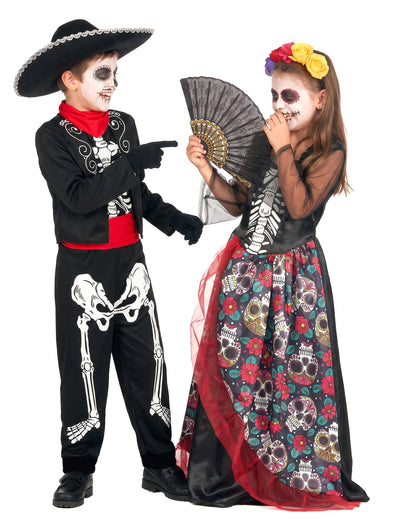 Mexický kostým pro pár Dia de los Muertos pro děti