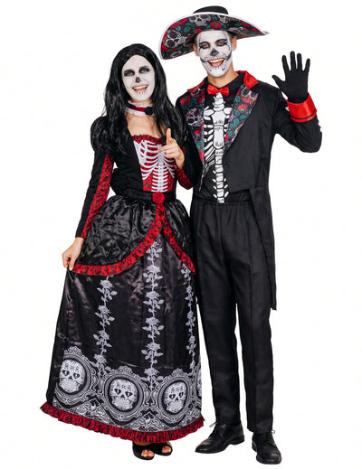 Kostým pro páry kostlivec Dia de los Muertos pro dospělé