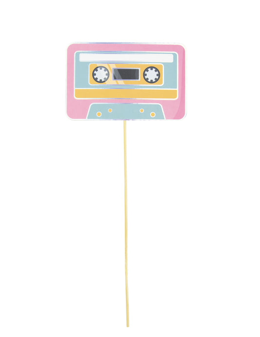 Accessoire photobooth années 90 pour adulte cassette rose et bleue