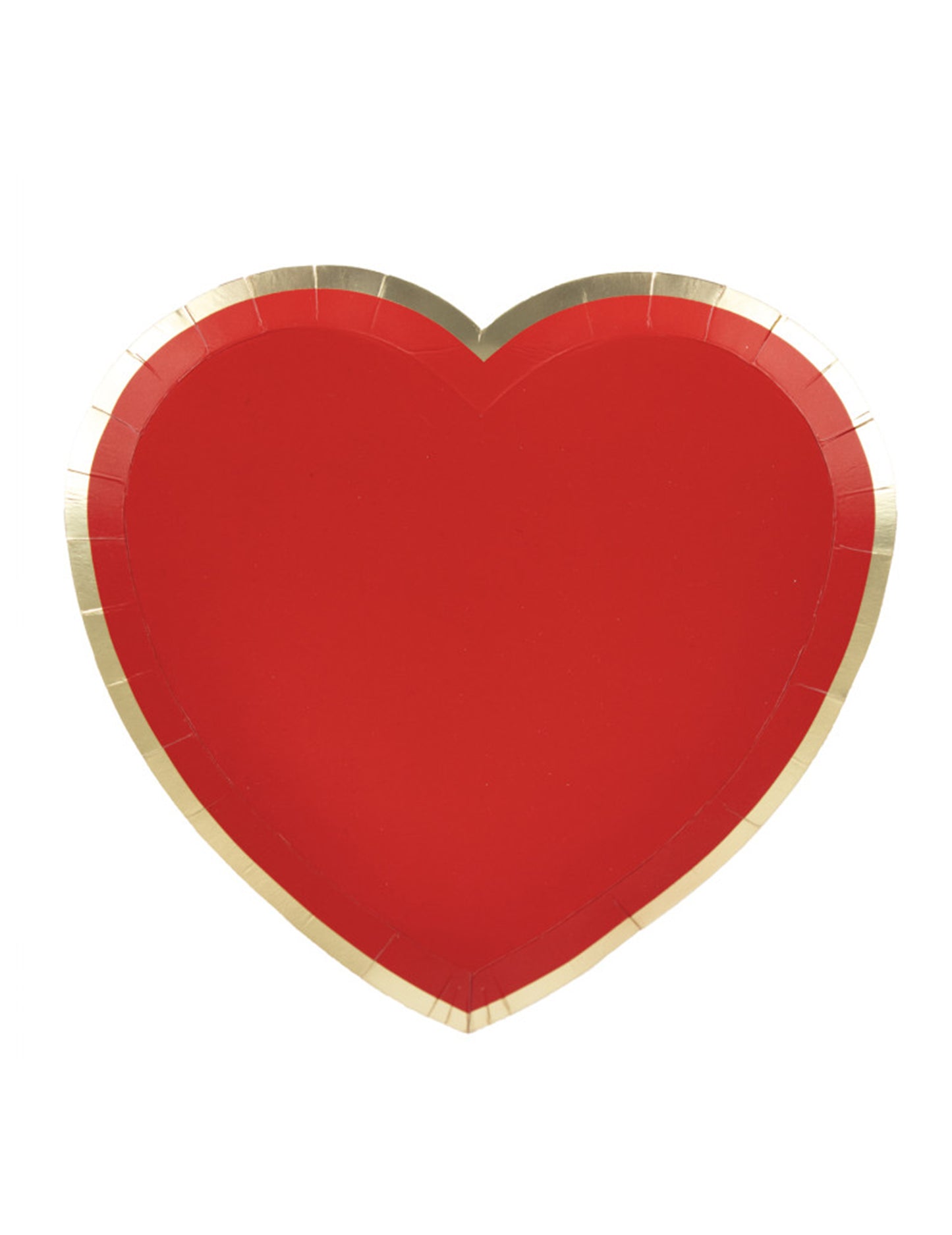 8 Červené a zlaté papírové talíře srdce 19 cm