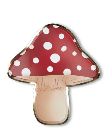 8 červených a bílých houbových papírových talířů 23 cm puntíkovaný