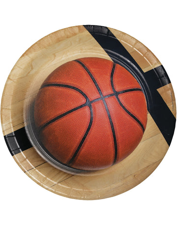 8 basketbalových papírových talířů 23 cm sportovní téma