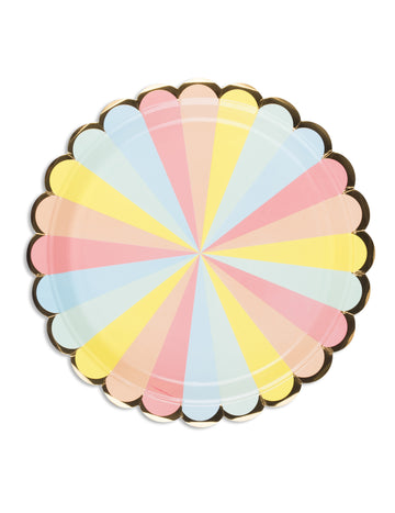 8 Berlingot Pappteller in Pastell- und Vergoldung, 23 cm