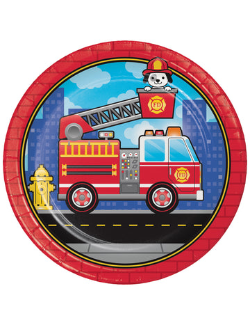 8 papírových desek na hasičská auta 23 cm k narozeninám