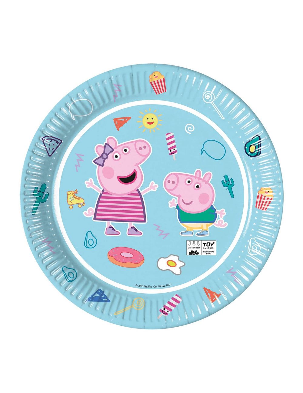 Modré papírové talíře Prasátko Peppa pro dítě
