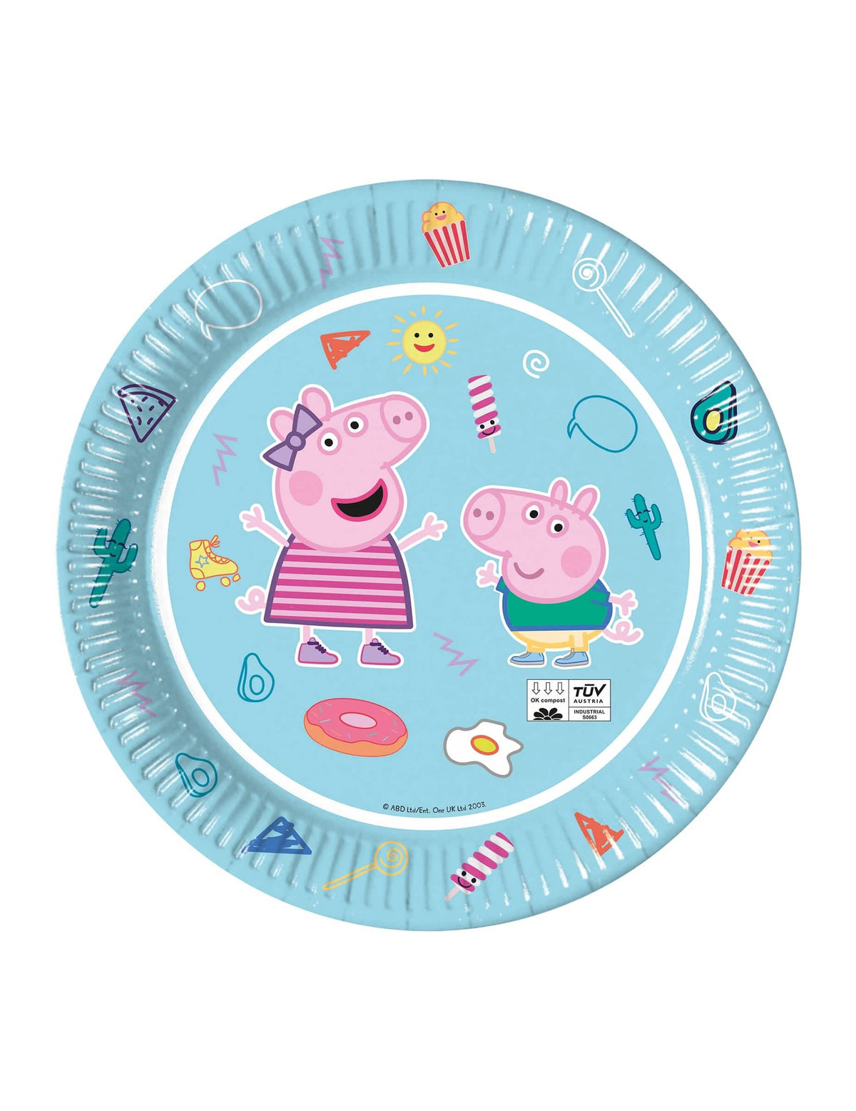 Modré papírové talíře Prasátko Peppa pro dítě