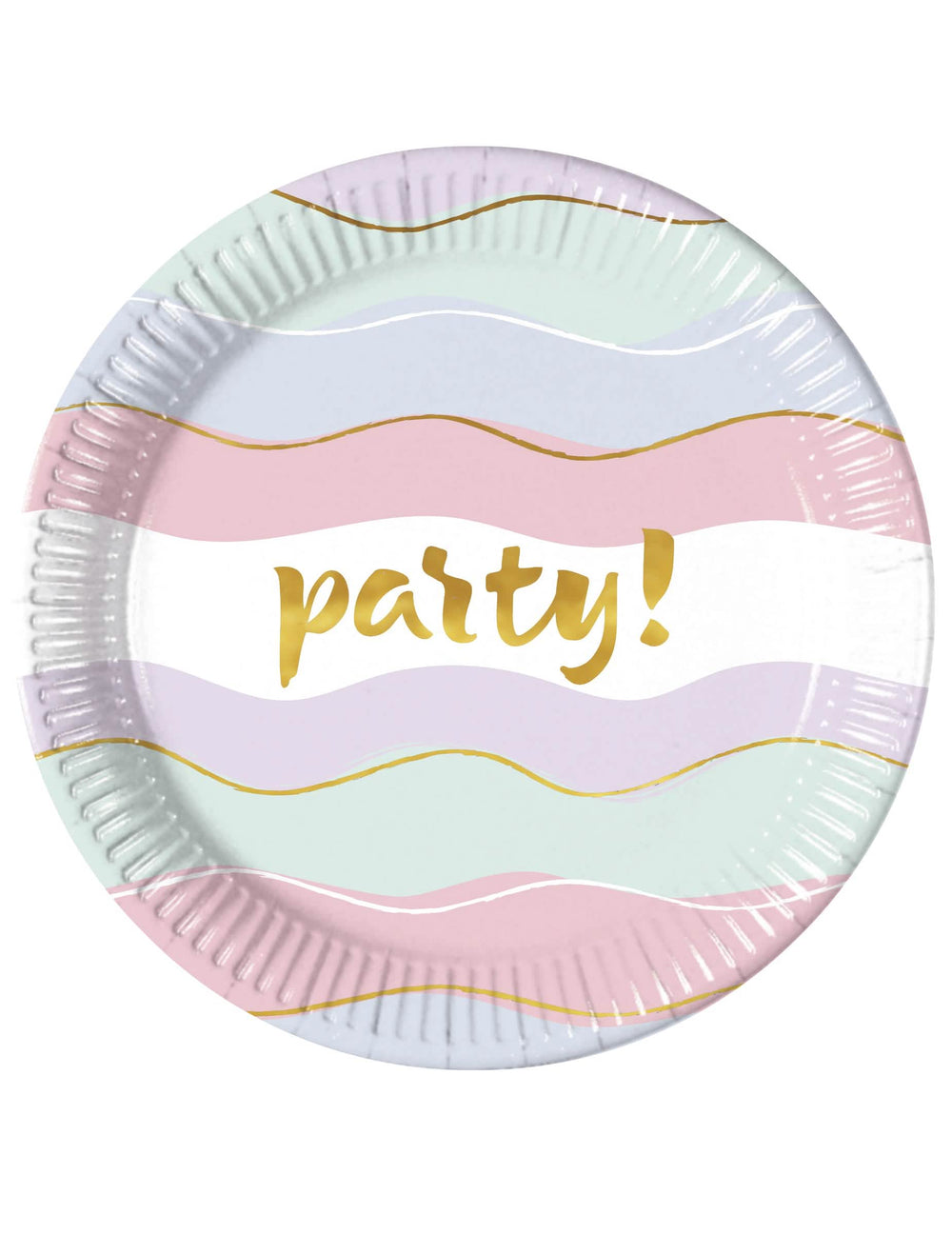 Papírové talíře Elegant Party na pastelovou oslavu se zlatými vlnami