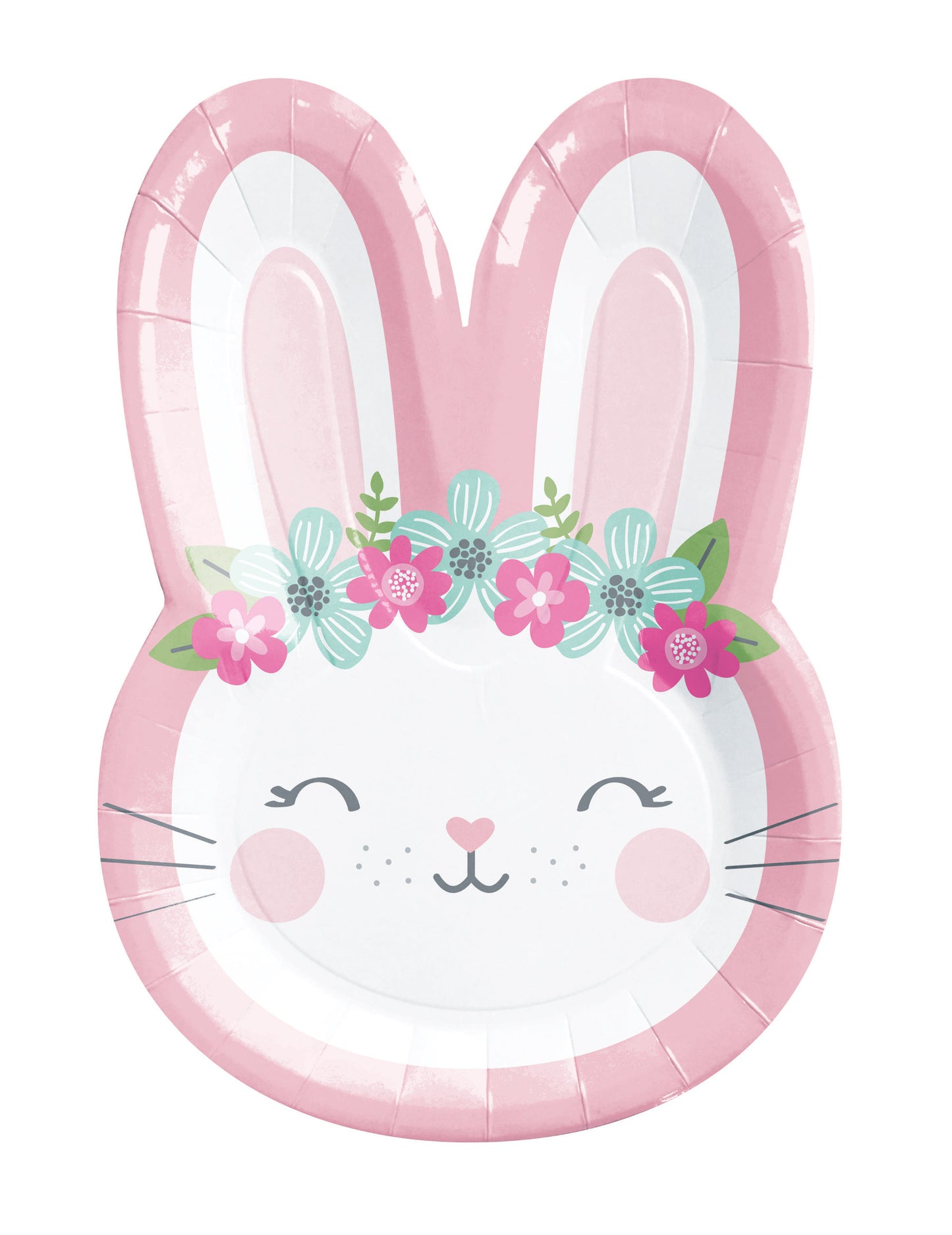 8 papírových talířů Malý růžový králíček 22,2 cm 