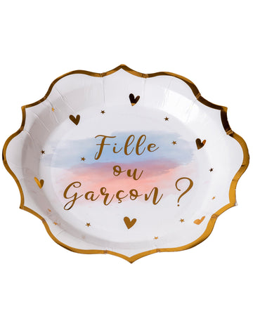 8 papírových talířů pro dívky nebo chlapce, růžové, modré a zlaté 23 cm