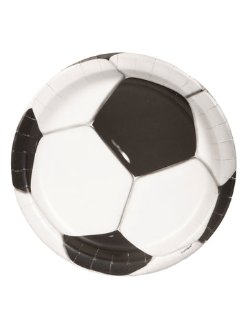 Assiettes en carton foot ballon noir et blanc avec effet 3D