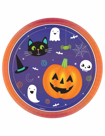 8 papírových talířů s halloweenským motivem přátel 23 cm