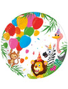 Assiettes en carton Jungle Balloons pour enfant multicolore avec animaux de la fête
