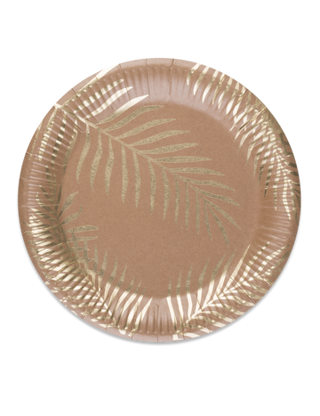 8 talířů z kraftového papíru Golden Palm 23 cm