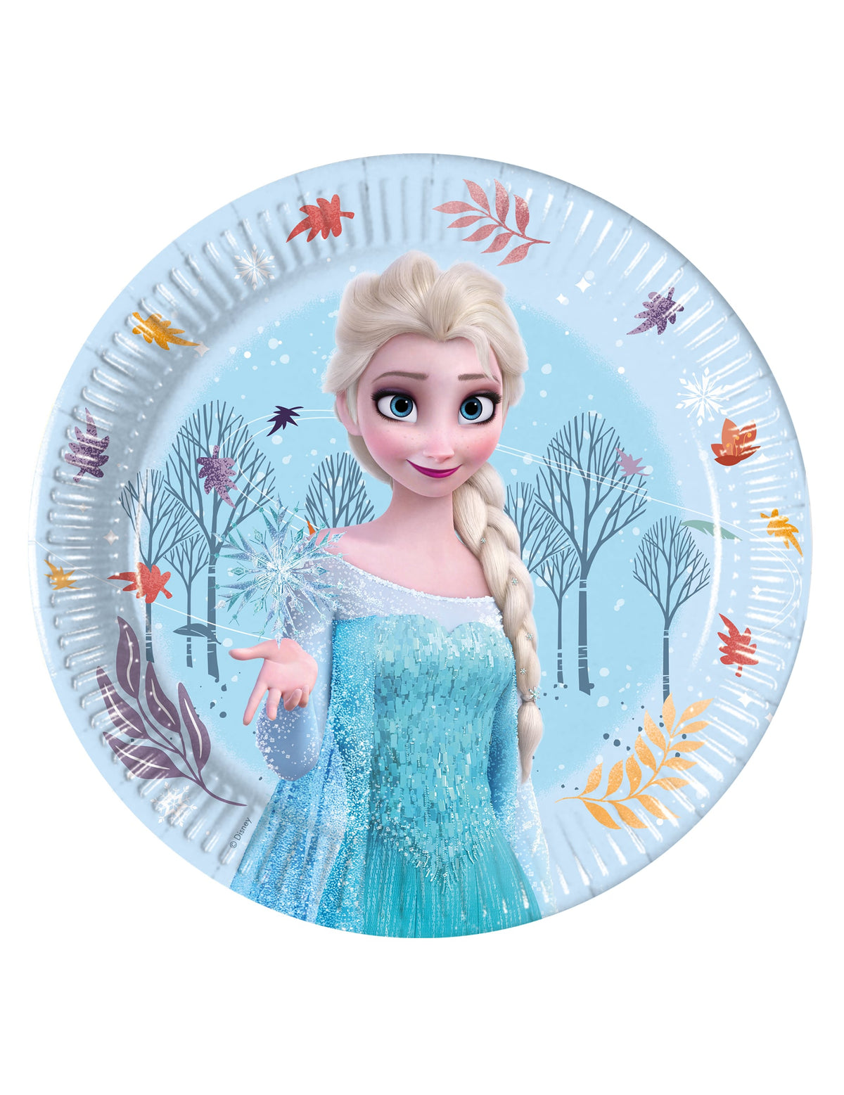 Assiettes en carton La Reine des Neiges Frozen Idyllic Wonder pour enfant bleu clair avec Elsa