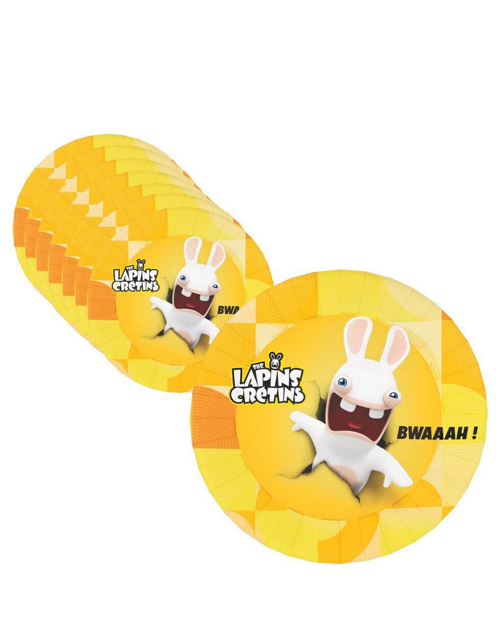 Assiettes en carton Lapins crétins jaunes avec motif Bwaaah