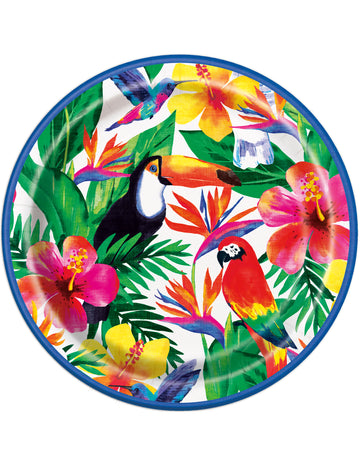 8 papírových talířů Palm Tropical Luau 23 cm