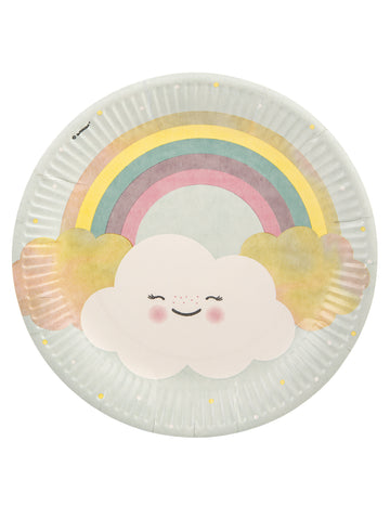 8 malých talířků z oblačného papíru 23 cm duha