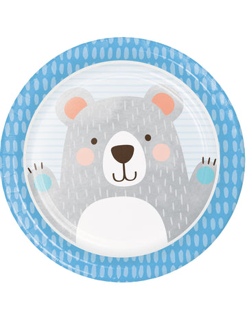 8 assiettes en carton petit ours gris 22 cm anniversaire