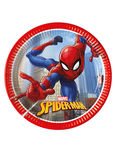 Assiettes en carton Spiderman Fighter pour enfant rouges et bleues