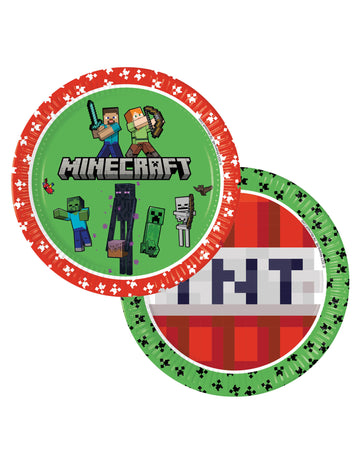 8 papírových talířů Minecraft o průměru 23 cm