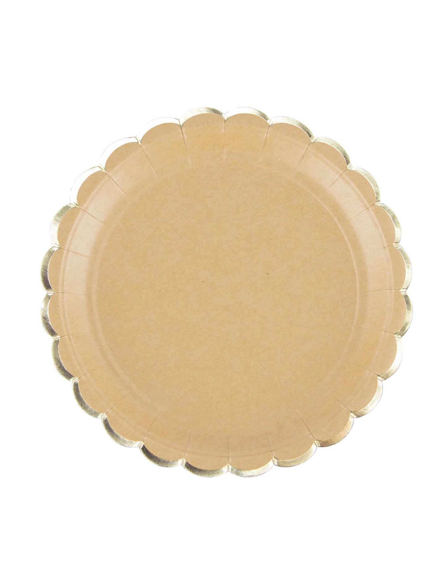8 talířů z kraftového a zlatého vroubkovaného kartonu, 23 cm