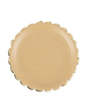 8 tanierov z kraftového a zlatého kartónu s vrúbkovaným vzorom, 23 cm