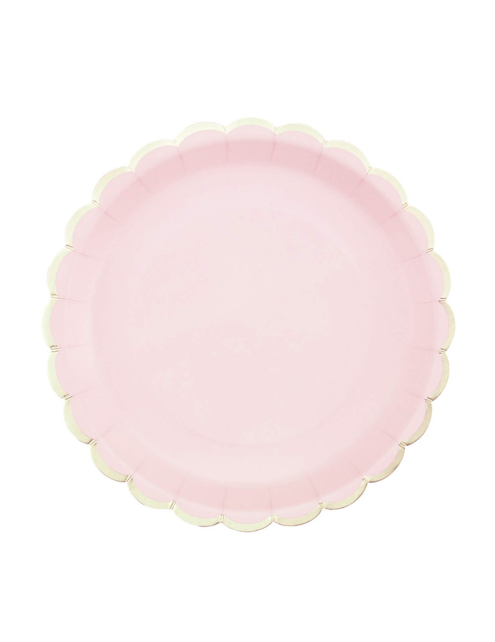 Assiettes en carton festonnées rose pastel et or