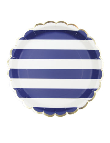 8 vroubkovaných kartonových talířů 23 cm zlatý okraj