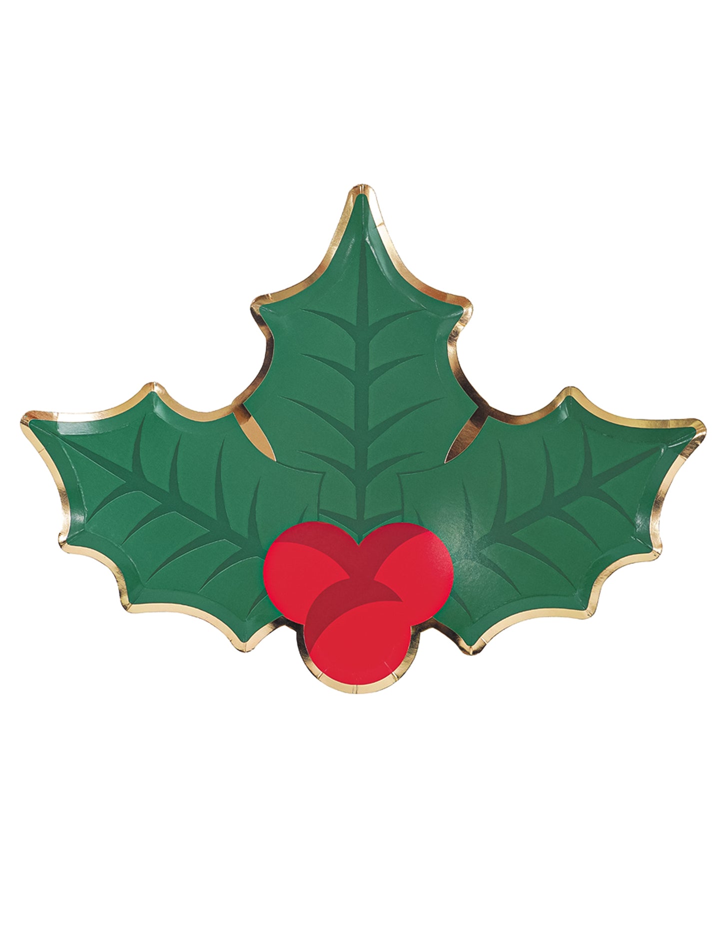 8 vánočních cesmínových papírových talířů 23 cm tvar listu