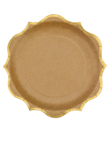 8 kraftových talířů se zlatými okraji 23 cm šik a bohémský