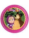 Assiette Masha et Michka pour enfant rose