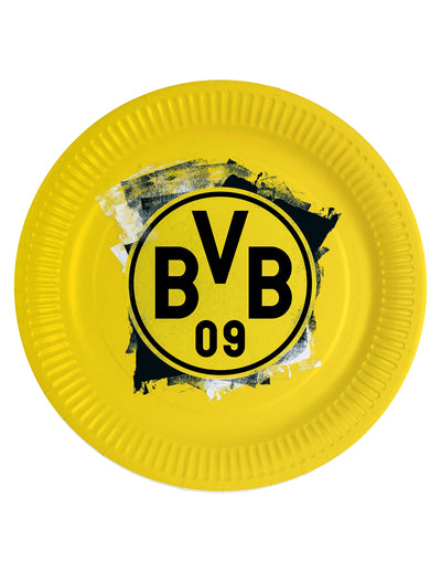 Assiettes rondes en carton Borussia Dortmund jaune et noir avec logo BVB 09