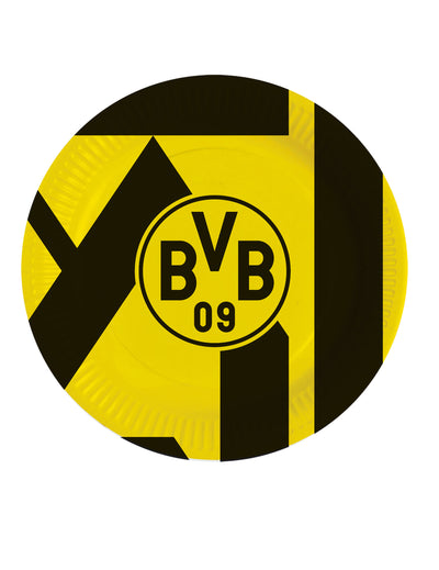 8 kulatých papírových talířů Borussia Dortmund 23 cm