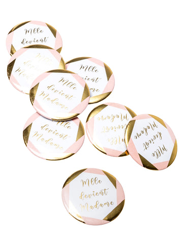 Odznáčky Slečna se stává paní pro růžovou a zlatou rozlučku se svobodou