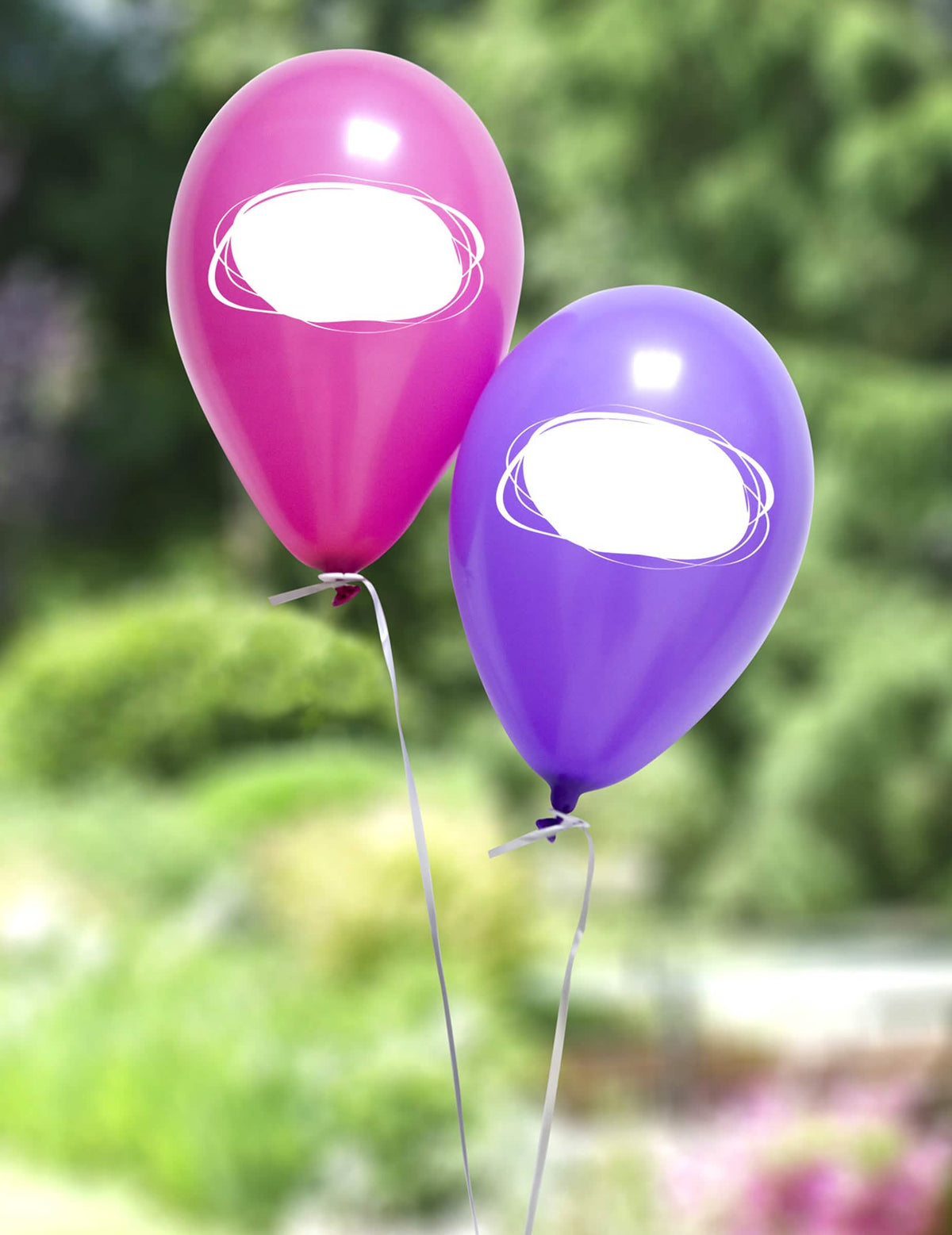 Detail balónků růžová a fialová z latexových balónků k personalizaci na oslavu
